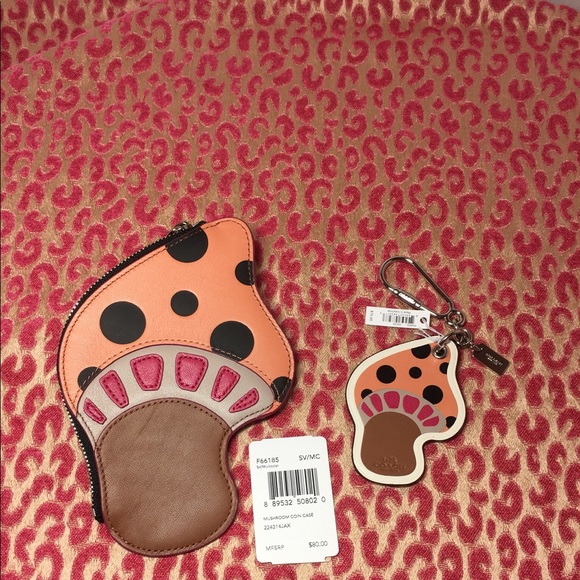 🟣 2 COACH MUSHROOM COIN PURSE BAG & KEY FOB. This listing is for 2 items. - Picture 1 of 8